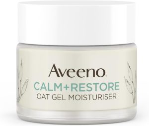Aveeno Face Calm+Restore Oat Gel Moisturiser (1x 50ml), Face Moisturiser to Instantly Soothe and Replenish the Skin’s Moisture Barrier, Intensely Nourishing Day Cream, Tested on Sensitive Skin