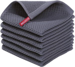 Homaxy 100% Cotton Waffle Weave Kitchen Dish Cloths, Ultra Soft Absorbent Quick Drying Dish Towels