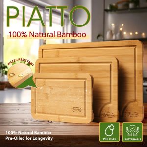 Piatto Organic Bamboo Cutting Board (3 Pcs) – Glue-free Food Surface