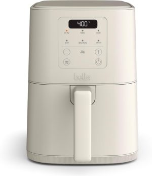 Bella 4Qt Slim Air Fryer, Fits-anywhere™ Kitchenware, EverGood™ Ceramic Nonstick Coating, Adjustable Temperature